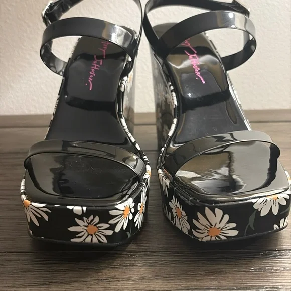 EUC [Betsey Johnson] Landry Daisy Floral Platform Wedge Sandals Women’s Sz 6.5 - Picture 6 of 14